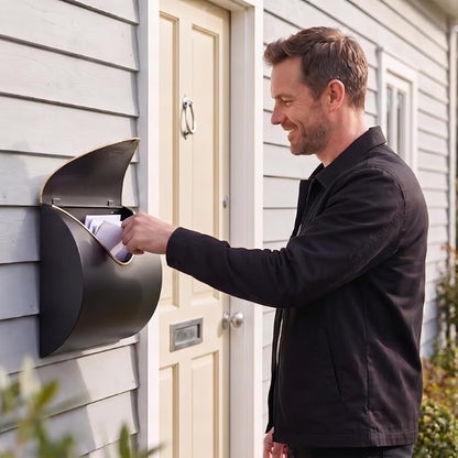 Black Wall Mount Mailbox for Outside,Waterproof Metal Mailboxes with Rust-Proof Galvanized Steel,Large Capacity Envelope Mailbox for House,12.99 x 10.35 x 3.5 Inch