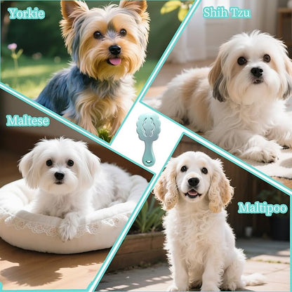 Cloud-Shaped Soft Bristle Small Dog Brush - Hollow Back Design for Easy Grooming - Ideal for Yorkie, Shih Tzu, Maltese Maltipoo Pomeranian- Puppy Essentials, Pet Hair Removal Essentials (Sky Blue)