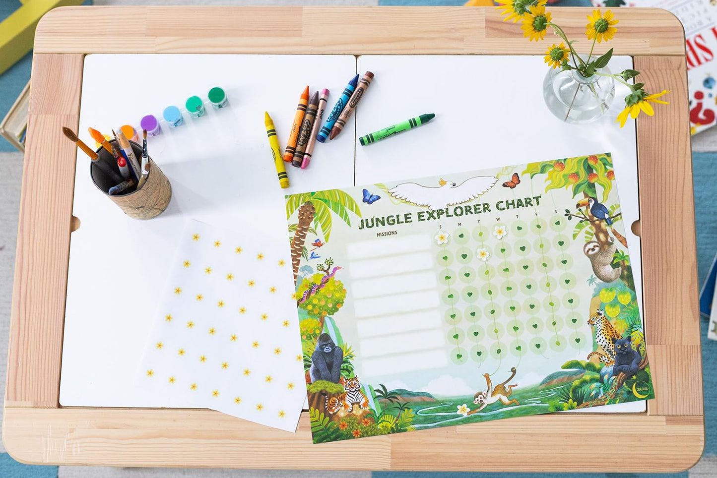 Kids Chore & Routine Reward Chart Set – 3 Jungle-Themed 7-Day Charts with 147 Stickers – Gentle Behavior & Goal Tracker by Saisu – Ages 3+