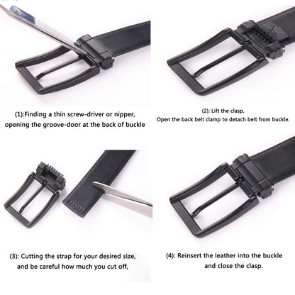 Weifert Men's Dress Belt Black Leather Belts for Jeans (28-30, Black2)