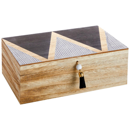 Juvale Wooden Box with Hinged Lid - Jewelry Storage for Rings & Trinkets - Decorative Storage Box for Coffee Table & Nightstand - 9.5 x 5.9 x 3.2 in, Pack of 1, Brown