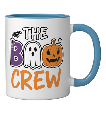 Halloween Boo Crew Family Matching, Cute Ghost & Pumpkin 'B Ceramic Mug, Blue/White