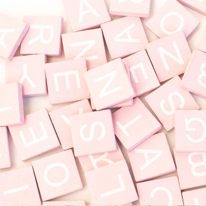 Stiles 100 Piece Magnetic Wooden Letter Tiles - Alphabet Magnets for Whiteboards, Refrigerators & Magnetic Letter Boards - Changeable Letters for Craft & Announcements, Pink