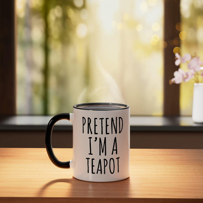 Pretend I'm A Teapot Funny Costume Party Halloween Ceramic Mug, Black/White