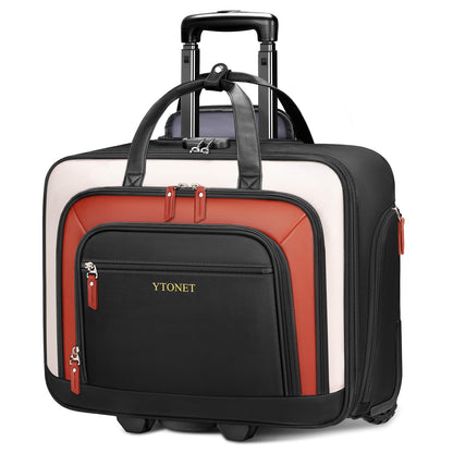Ytonet Rolling Laptop Bag, Rolling Briefcase for Women with Lock, 17.3 Inch Carry On Laptop Bag with Wheels, Roller Bag with Insulated & Waterproof Pocket, Teacher Bag for Work Travel Business College