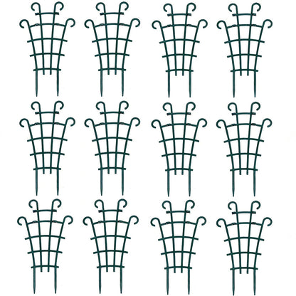 UWIOFF 12 Pack Trellis for Potted Plants, Garden Trellis for Climbing Plants Plastic Mini Climbing Plant Trellis Flower Pots Support Stackable Trellis for Climbing Plants Peas, Dark Green