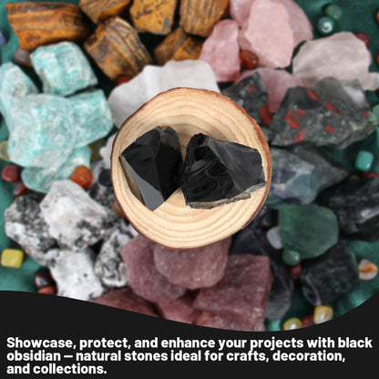 1.1lb Bulk Raw Obsidian Stone Rough Crystal-Natural Obsidian Raw Stones Crystal for Tumbling, Cabbing, Fountain Rocks, Decoration,Polishing, Wire Wrapping, Wicca & Reiki Crystal Healing