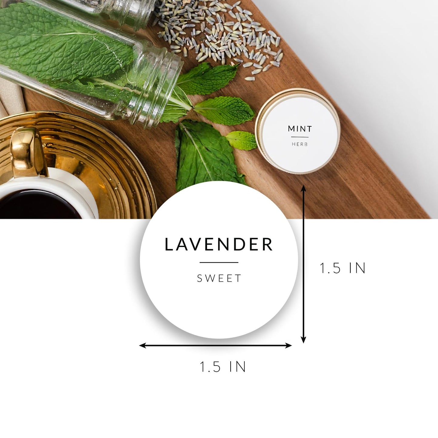 Round Spice Labels Stickers for Glass Jars - 140 Preprinted Waterproof Spice Jar Labels Stickers for Top of Lids, Seasoning Labels Only, Kitchen Pantry Organization