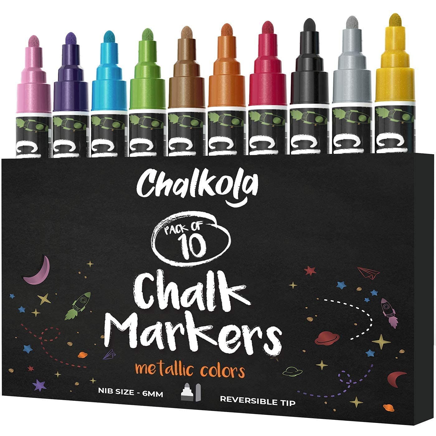 Assorted Chalk Bundle - 5 Red Variety + 16 Classic Markers + Metallic 6mm