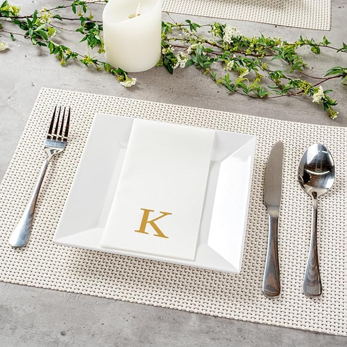 Luxenap 15.8 X 7.9 Inch Linen-Feel Guest Towels, 50 Lettered Hand Towels