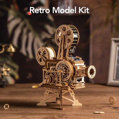 Rowood 3D Puzzle for Adults, DIY Wooden Model Kit for Adults to Build, Handheld Film Mechanical Gear Building Set, Birthday Vitascope Projector
