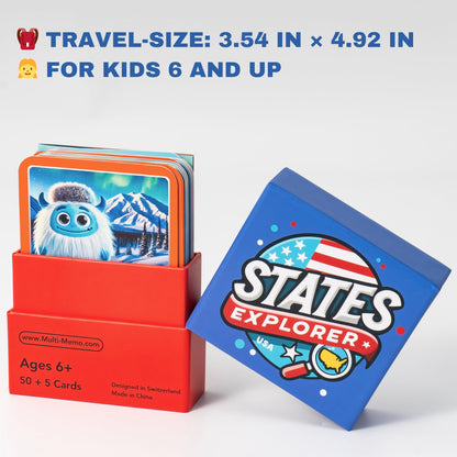 States Explorer – USA State Flashcards for Kids Ages 6+ | 50 United States Cards with Fun Facts, Capitals, Maps & Characters | Educational Geography Game | Perfect for Homeschool, Classroom & Travel
