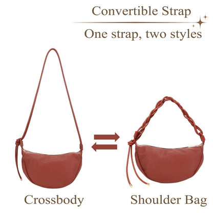 Mali+Lili Hobo Shoulder Bag for Women, Hobo Leather purses, Aria Convertible Crossbody Bags for Women, Women's Shoulder Handbags, Everyday Crossbody Purse, Cognac