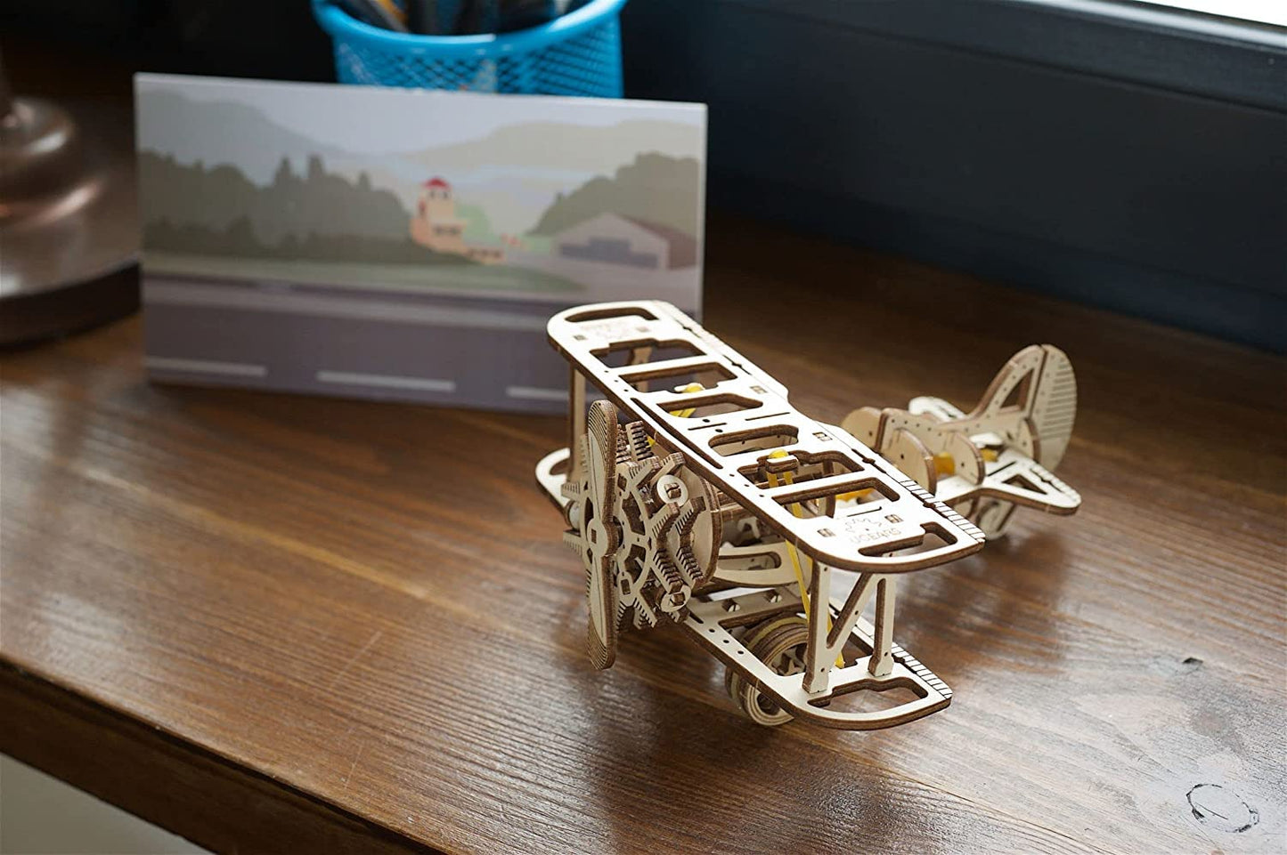 UGEARS Mini Biplane 3D Wooden Puzzles for Adults - Wooden Model Kits for Adults, DIY Craft Kit, Mechanical 3D Puzzle, for Aviation Enthusiasts and Puzzle Lovers