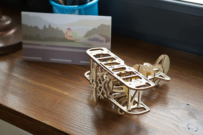UGEARS Mini Biplane 3D Wooden Puzzles for Adults - Wooden Model Kits for Adults, DIY Craft Kit, Mechanical 3D Puzzle, for Aviation Enthusiasts and Puzzle Lovers