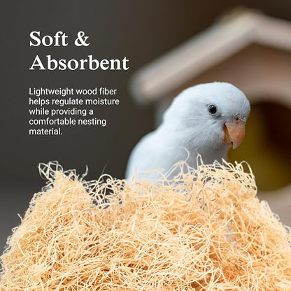 The Habitat Life - Natural Fine Cut Excelsior - for Birds, Hamsters, Gerbils, Rats & Other Small Mammals - Soft & Absorbent - Wood Fiber - Dye-Free & Safe - Small - 1 Pack