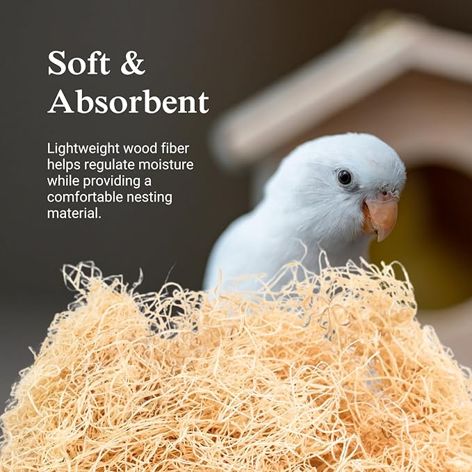 The Habitat Life - Natural Fine Cut Excelsior - for Birds, Hamsters, Gerbils, Rats & Other Small Mammals - Soft & Absorbent - Wood Fiber - Dye-Free & Safe - Small - 2 Pack