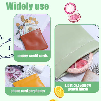 Leooomap 30 Pcs Leather Squeeze Coin Purse Pouch, Small Coin Purse Bulk, Mini Make Up Bag Set, Waterproof Self-Closing Mini Cosmetic Bag for Women, 10 Colors PU Pocket Organizer for Jewelry Lipstick