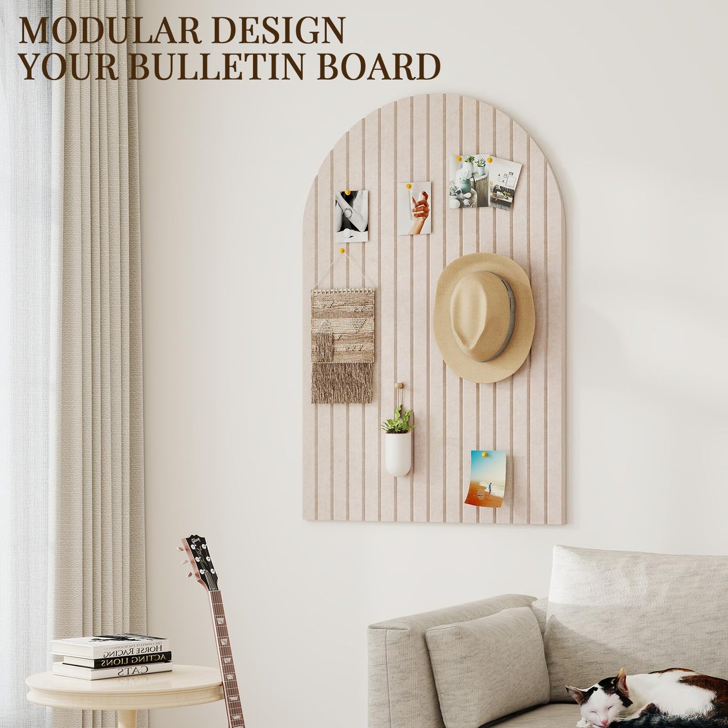 JBER Large Arched Felt Bulletin Board 36" x 24" - 6 Pack Felt Wall Tiles, Cork Board Alternative to Use in Office & Home Decor, Classroom Decor, Vision Board to Display Your Photos(Light Camel)