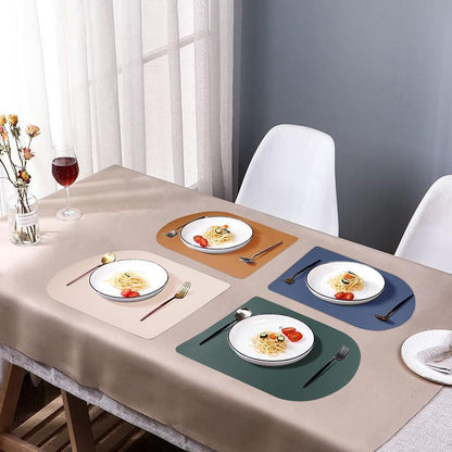 Reversible Faux Leather Placemats with Coasters Set of 8, Non-Slip Washable Table Mats for Dining, Kitchen, Heat Resistant Insulation Place Mat Easy to Clean (17 x 12 inch), Stain Resistant Placemats
