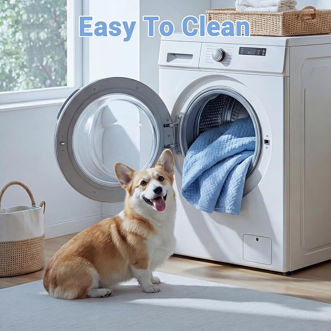 WROS Cooling Human Dog Bed for Summer, Breathable Washable Floor Lounger for People & Pets, 65"x36"x11", Ocean Blue, Pet Bed for Hot Weather Relaxing