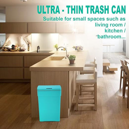 BestOffice 13 Gallon Trash Can Automatic Kitchen Trash Can Touch Free High-Capacity Garbage Can with Lid for Bedroom Bathroom Home Office 50 Liter (Black, 1) (2, Blue)