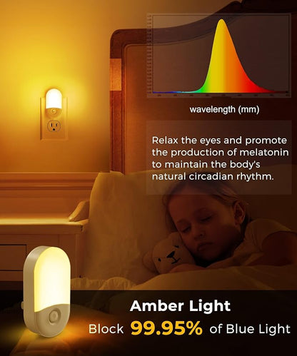 L LOHAS LED Amber Night Light, Night Lights Plug into Wall[4 Pack], 2000K LED Nightlight, Dusk to Dawn Sensor, 30/60LM Adjustable Brightness, Automatic Low Blue Night Light for Kid, Bathroom, Hallway