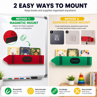 Sabary 4 Set 17 Inches Crayon Acrylic Magnetic Book Shelf for Whiteboard Crayon Classroom Decor Bearing Magnetic Books Display Holder for Teacher Classroom School Office