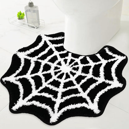 FYSUIMU Spider Web Bathroom Rug Black Halloween U-Shaped Toilet Rug Soft Bath Mat Non Slip Washable Floor Mat for Home Hotel Bathroom Restroom Entrance Decor