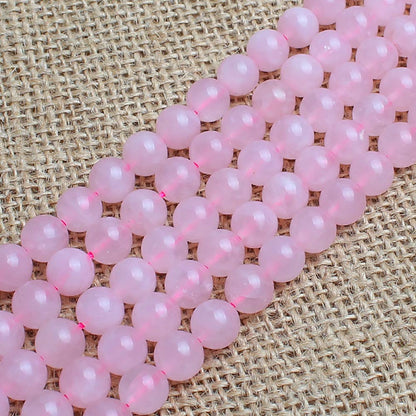 Natural Stone Beads 100pcs 6mm Rose Quartz Round Genuine Real Stone Beading Loose Gemstone DIY Charm Smooth Beads for Bracelet Necklace Earrings Jewelry Making (Pink Rose Quartz, 6mm)