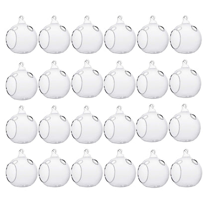 Set of 24 Wedding Hanging Glass Orbs, Glass Tea Light Terrarium, Globe Terrarium, Tea Light Holders, Wedding Decor Indoor Outdoor