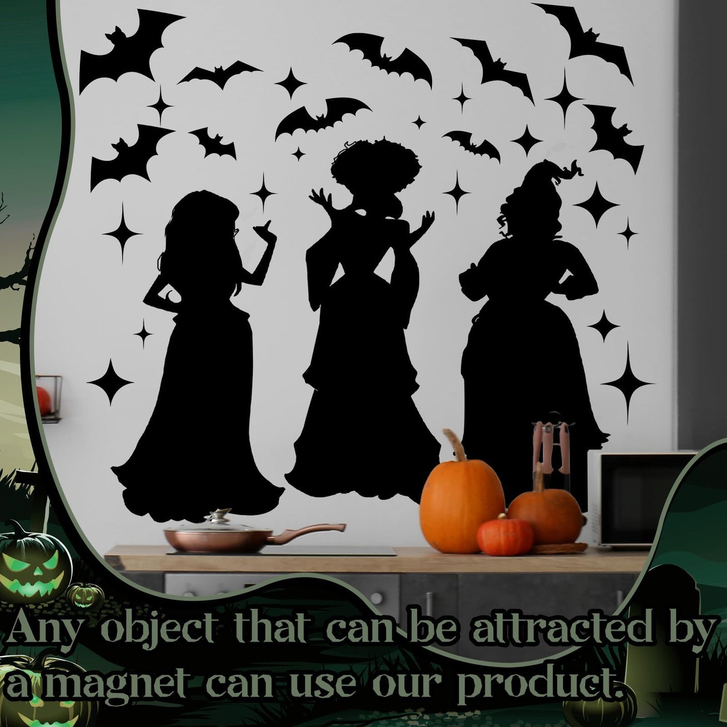 29 Pcs Halloween Witch Magnet Stickers Witch Garage Decoration Bat Refrigerator Decals for Halloween Party Home Door Car Decor Party Supplies