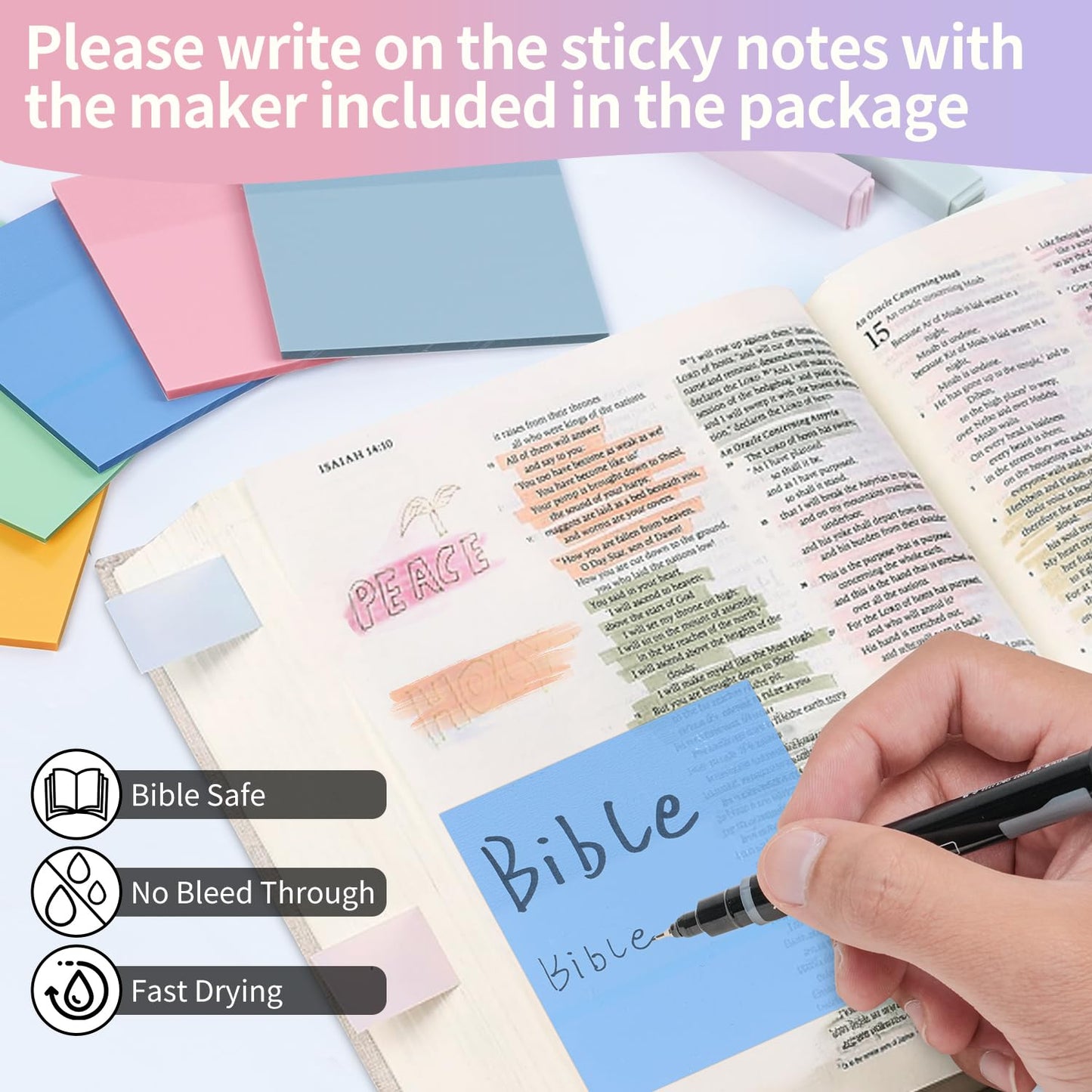 KOPKOFT Bible Study Supplies, Bible Journaling Kit for Women with Journal, Pen Case, Tabs, Highlighters and Pens, Bible Accessories Set for Women Students Beginner, Christian Gifts (Blue)