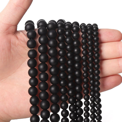 35pcs 10mm Natural Matte Black Onyx Agate Gemstone Beads Energy Healing Crystal Round Loose Stone Beads for Jewelry Making, DIY Bracelets Necklaces
