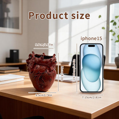 MealFlow Pro Anatomical Heart Pencil Holder, Resin Organ-Shaped Pen Cup Desk Organizer Decor, Makeup Brush Holder, Compact Desk Accessories Gift, Pen Holder for School, Office(RED)