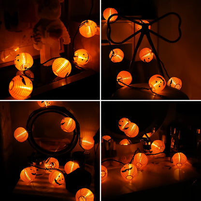 PASUTO Halloween Decorations Light Halloween Pumpkin Lantern String Lights, 10 Pack Jack O Lanterns Pumpkins Lights Plug in, 8.5FT Mini Pumpkin Light Connectable Indoor/Outdoor Halloweens Decorations