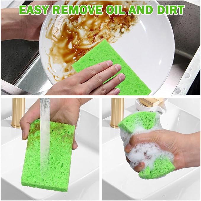 YoleShy Sponge Kitchen Natural Cellulose Sponges 10 Pack Compressed Sponges for Cleaning Reusable Dish Sponge Kitchen Non-Scratch DIY
