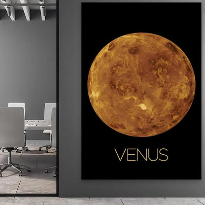Solar System Planets Canvas Wall Art - Venus Planet Space Poster for Kids Room Bedroom Classroom, STEM Educational Astronomy Decor, Science Gift for Boys Girls, 12x18 Inch Framed