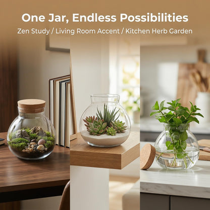 Alasum Glass Terrarium Bottle with Cork Lid 5.90X6.29X5.90In Round Jar for DIY Micro Landscape Fairy Garden Miniatures Home Decor and Kitchen Storage