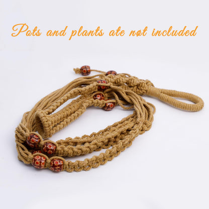 HOREAKHJ 35 Inch Macrame Plant Hanger, Large for up to 15 Inch Pot Extra Long Hanging Planter Holder Basket with Wood Beads for Indoor Outdoor Home Decor (Brown, 1-Pack)
