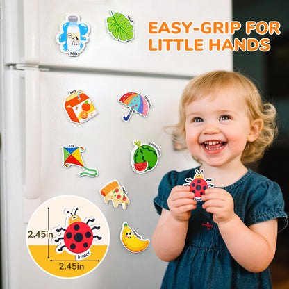 JoyCat Fridge Magnets for Toddlers & Kids – 26 Cute A-Z Objects, Large Magnetic Refrigerator Toys, Fun Educational Learning Gifts for Girls and Boys 2 3 4 5 Years Old