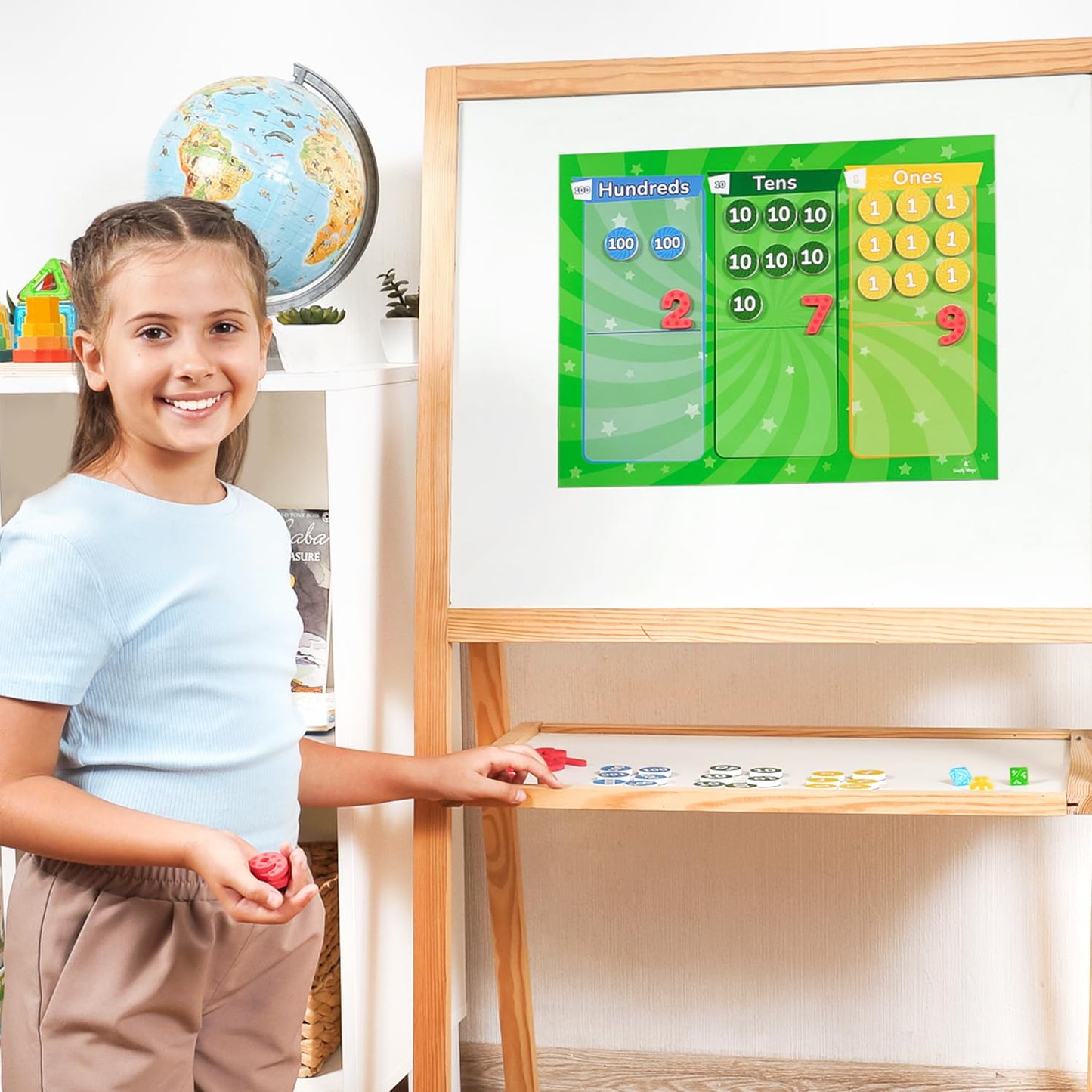 113 PCS Fun Magnetic Regrouping Activities Kit, Place Value Magnets 1st 2nd 3rd 4th Grade, Magnetic Place Value Chart Mat, Magnetic Place Value Discs Chips, Base Ten Math Manipulatives - Simply Magic