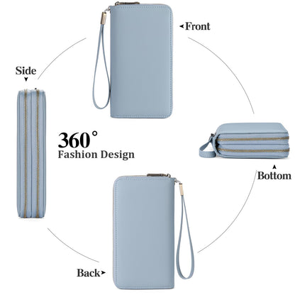 GAEKEAO Wallet for Women Clutch Leather RFID Blocking Wristlet Purse Zip Around Wallets Large Capacity Credit Card Holder