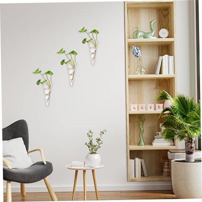 TaozisuY 4Pcs Wall Vase, Cone Shaped Hanging Glass Wall Planter, 6x2in Plant Terrarium for Hydroponics Plants, Bathroom, Home Office Living Room Decor