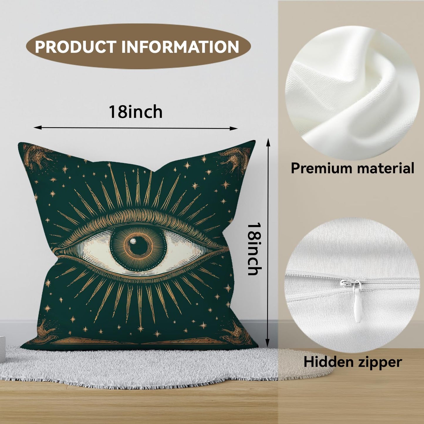 RBAFAO Gothic Floral Throw Pillow Cover, Darkly Elegant Floral Decorative Pillow Spooky Tiki Skull Flower Motif, Witchy Art Deco Pillowcase Cushion Cover for Bed Sofa Living Room (Green, 18x18inches)
