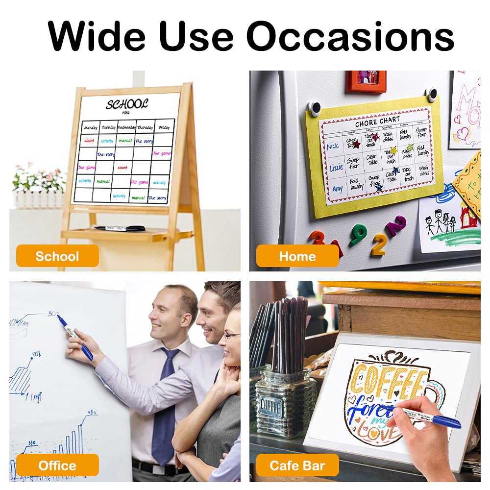 Shuttle Art Wet Erase Markers, 15 Pack Blue 1mm Fine Tip Smudge-Free Markers, Use on Laminated Calendars, Overhead Projectors, Schedules, Whiteboards, Transparencies, Glass, Wipe with Water