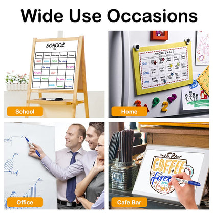 Shuttle Art Wet Erase Markers, 15 Pack Blue 1mm Fine Tip Smudge-Free Markers, Use on Laminated Calendars, Overhead Projectors, Schedules, Whiteboards, Transparencies, Glass, Wipe with Water