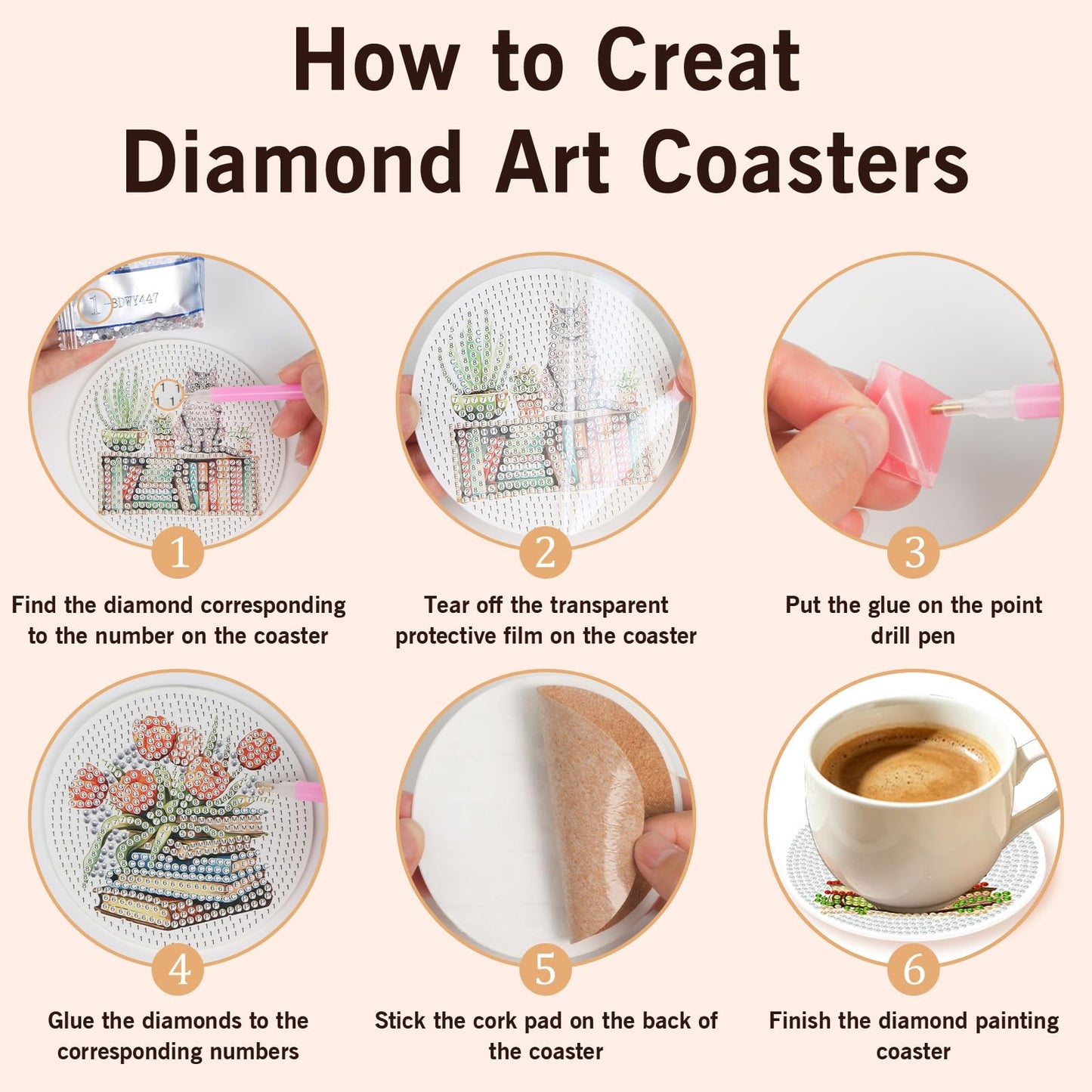 GEEHEIY Book Lover Diamond Art Coasters Kit for Adults, 8PCS DIY Floral Bookshelf Diamond Painting Coasters with Holder, Cozy Reading Aesthetic Home Decor Gifts