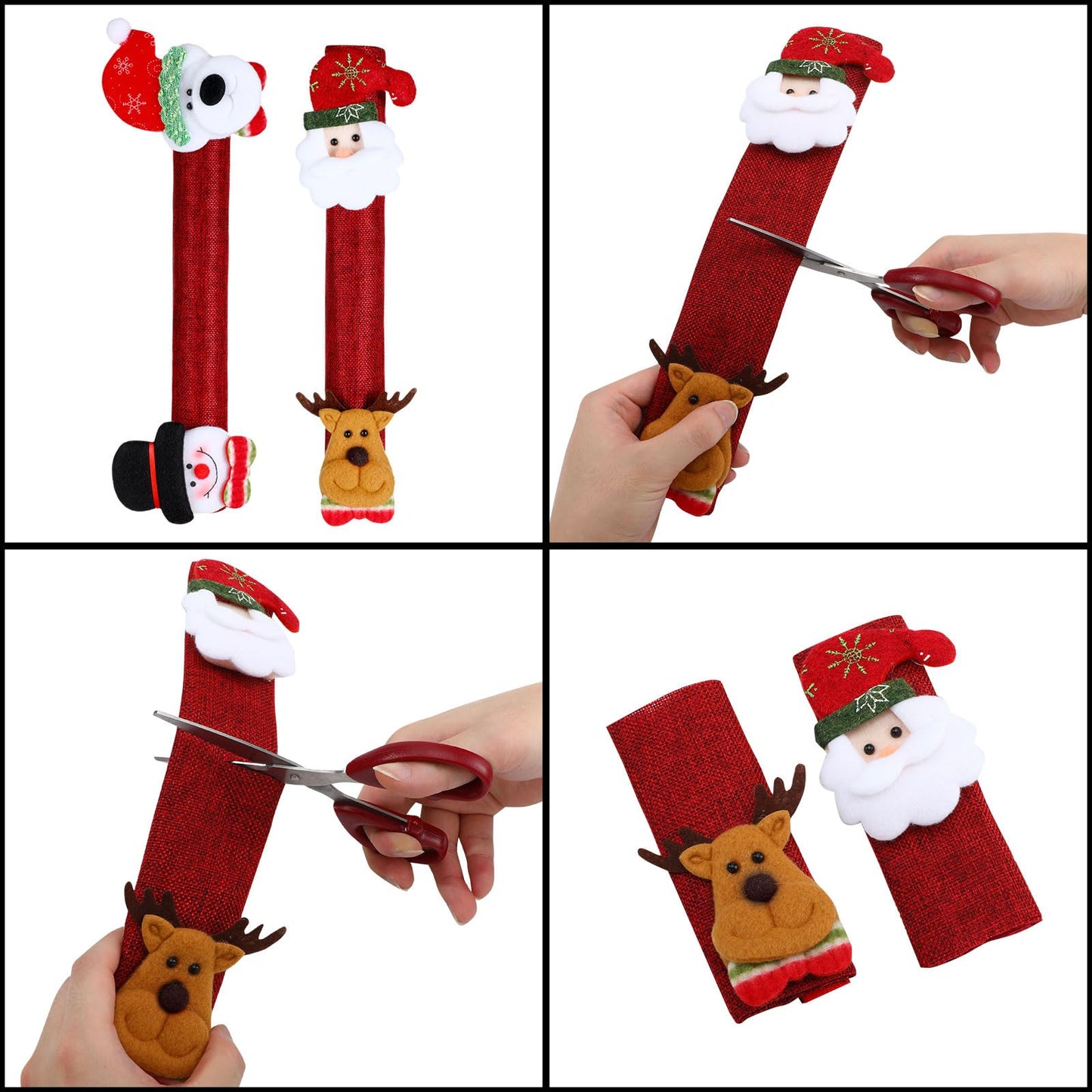 Boao Christmas Refrigerator Door Handle Cover Santa Snowman Kitchen Appliance Handle Covers Decorations for Fridge Microwave Oven Dishwasher Christmas Handle Protector (Elegant Style)