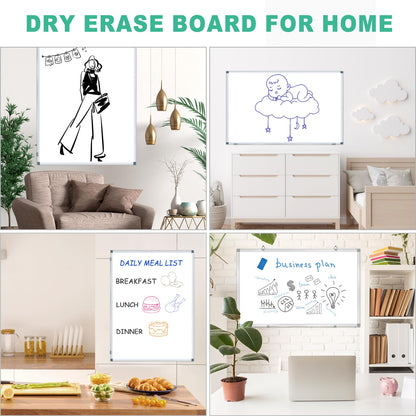 H-Qprobd 4' x 3' Whiteboard Dry Erase White Board for Wall 48x36 (2pcs) Magnetic Boards for Office Classroom & Home, Small Wall Whiteboard Including 6 Markers, 20 Magnets, 2 Erasers